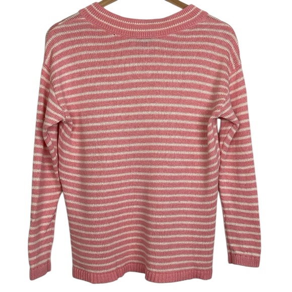 Talbots Striped Linen V Neck Sweater - Picture 5 of 8